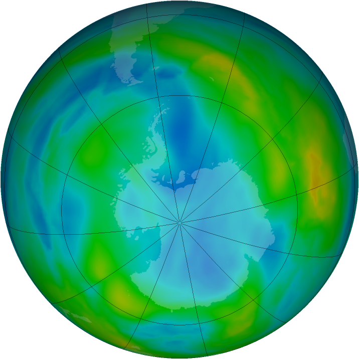 Antarctic ozone map for 13 June 2007